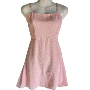 GB Soft Pink Ivory Polka Dot Style Dress Size L